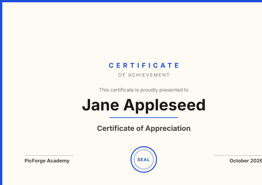 Corporate Blue certificate maker example