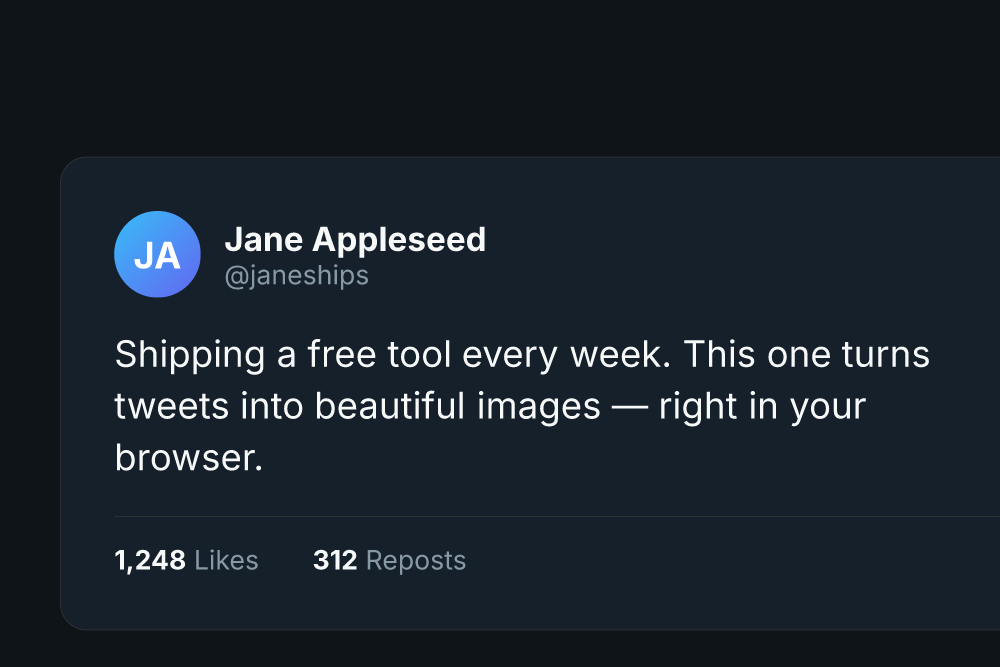 Tweet to Image preview — updates live as you edit